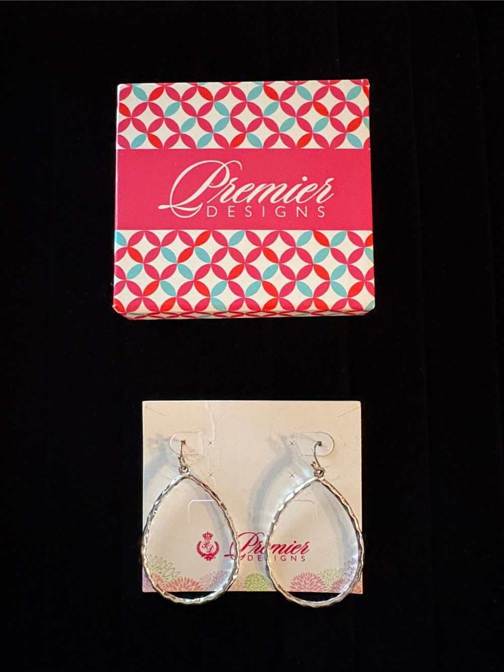 Premier Designs Silver Teardrop Hoop Earrings
